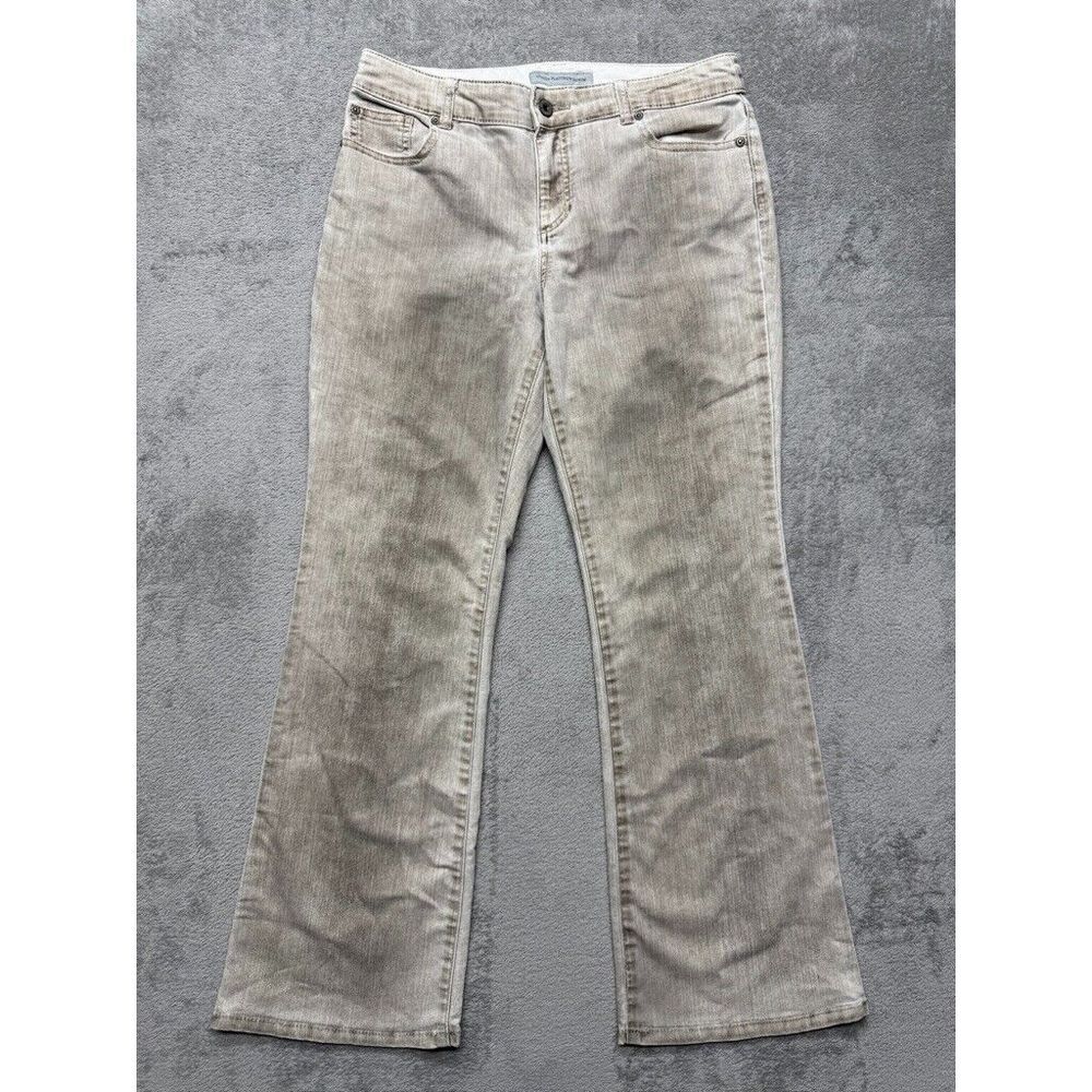 Chico's Platinum‎ Denim Bootcut Jeans Womens Dark Rustic Beige Measured 33x30